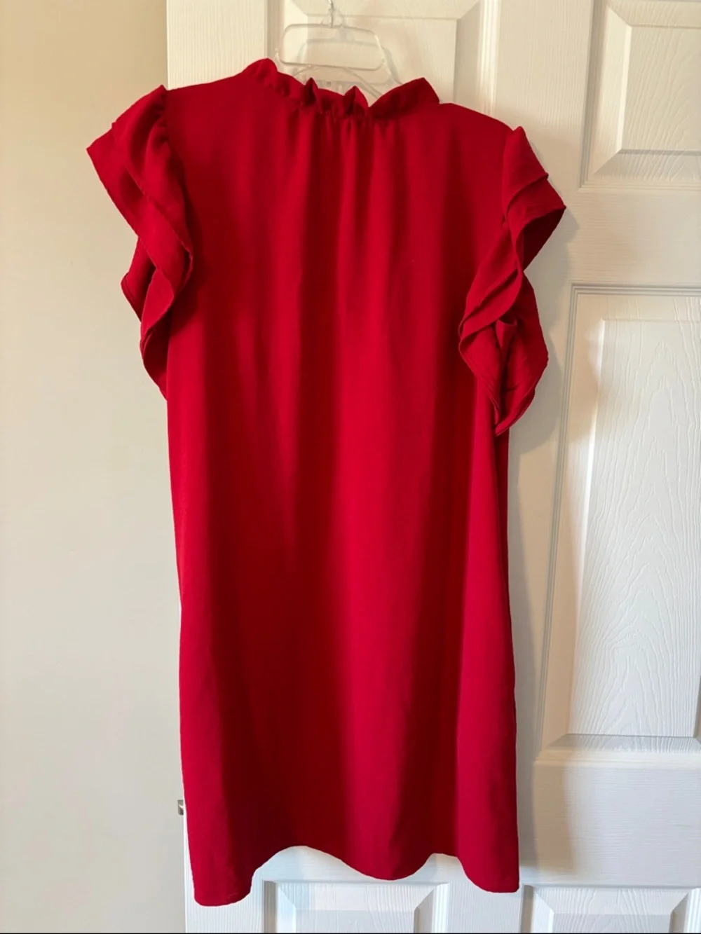 Red Ruffle Sleeve Mini Dress - Picture 3 of 3
